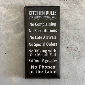 Kitchen Rules Decorative Sign - Black and White